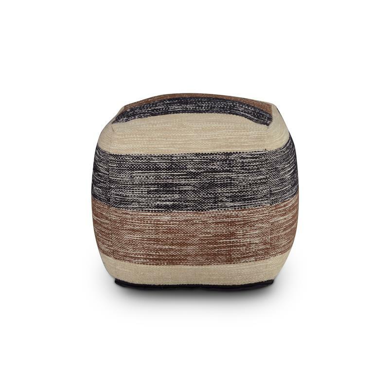 Steve Silver Jamal Square Handwoven Beige/ Brown/ Black Wool Pouf