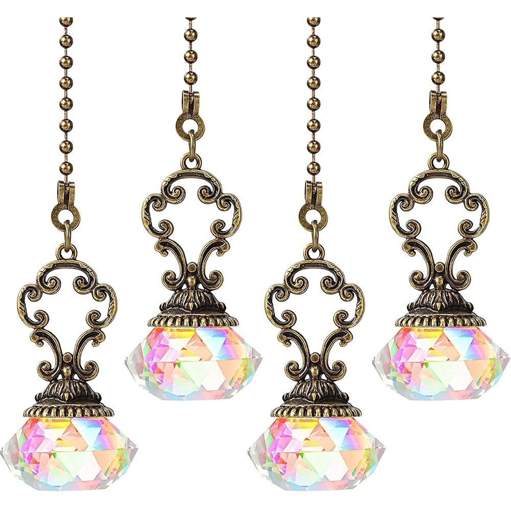 4 Pieces Artificial Crystal Ceiling Fan Pull Chains Pull Chain Extension7752