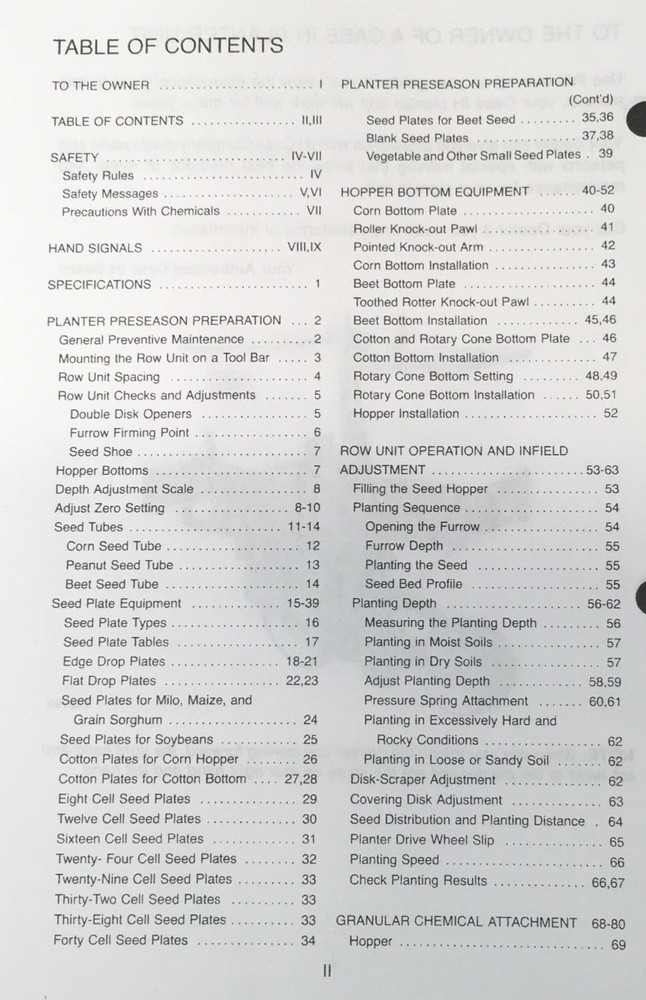 Case Ih 900 Planter Unit Plate Type Operators Owners Manual