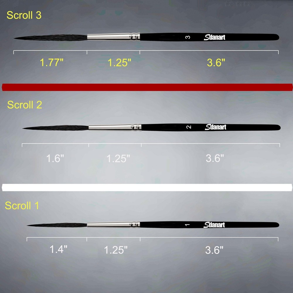 Scroll Pinstriping Brush,3 PCS High Performance Script Pinstripe Brushes,Made fr