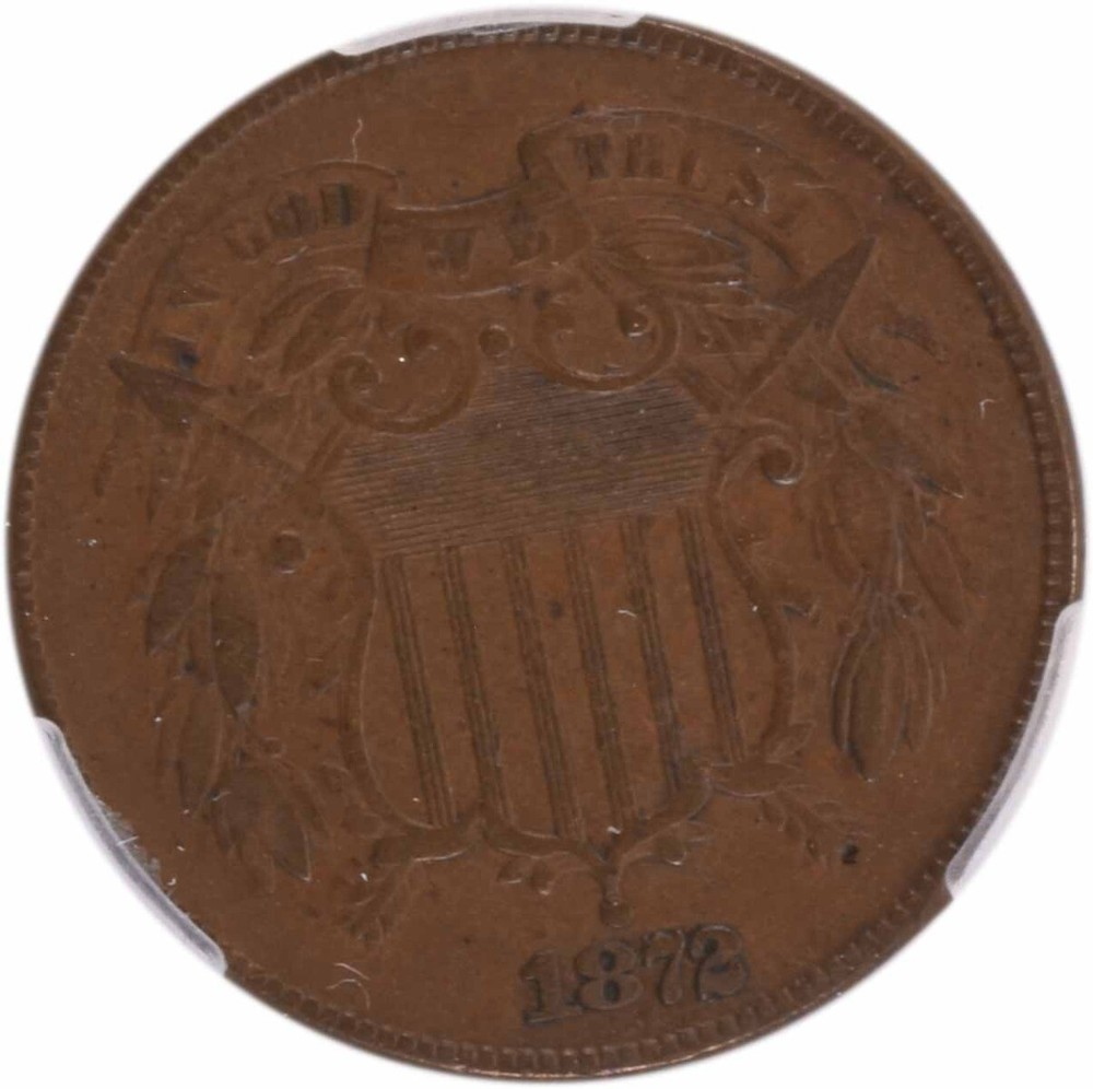1872 Two Cent Piece EF40 CACG