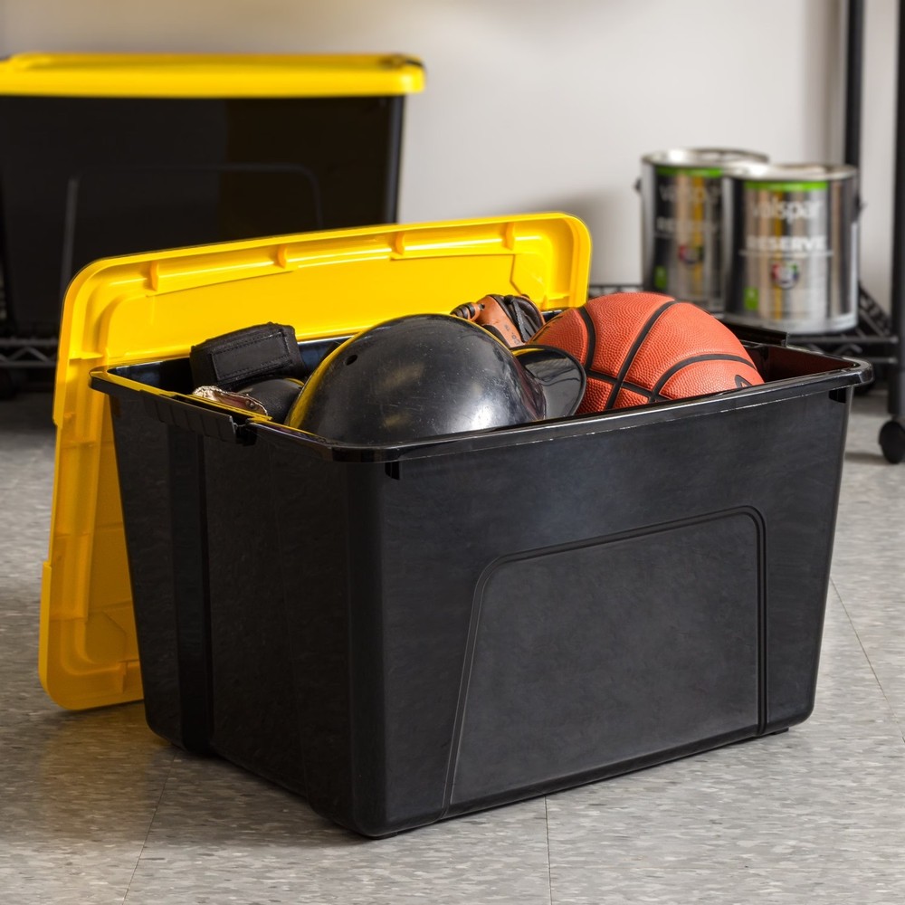 94 Qt. Plastic Storage Bins with Lids, Stackable Storage Containers, 3 Pack