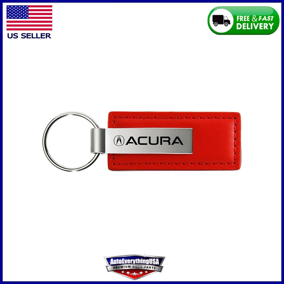 Au-TOMOTIVE GOLD Rectangular Leather Key Chain Compatible for Acura (Red)