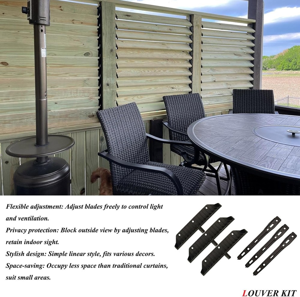 Sunblind Louver Bracket Kit Black 48in Deck Hardware