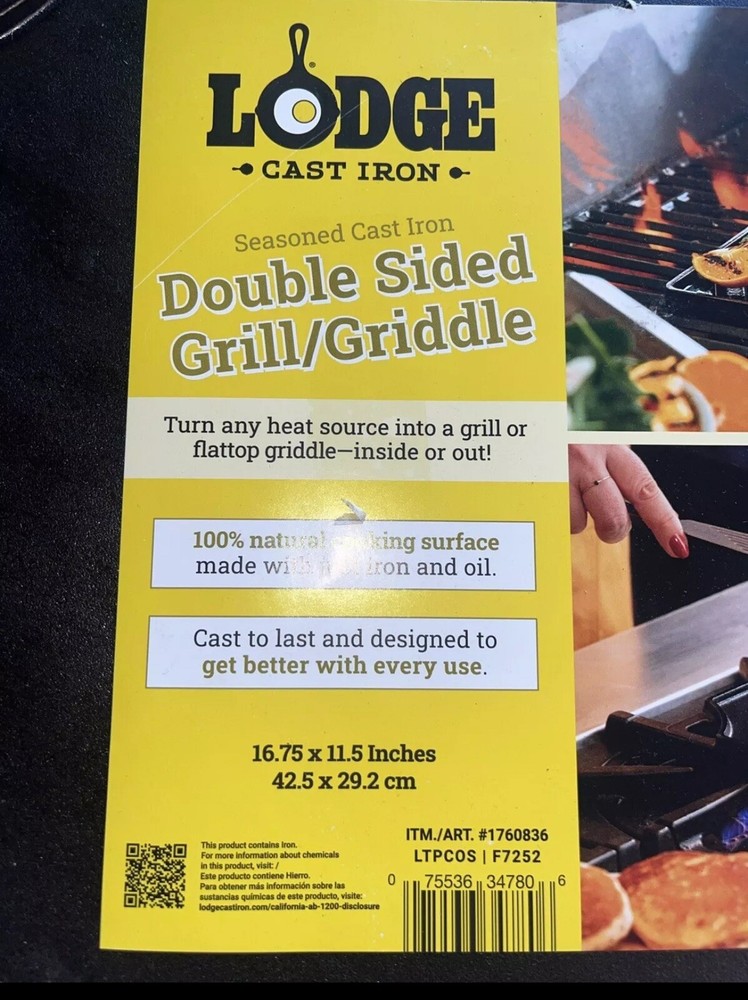 Lodge Seasoned Cast Iron Double Sided Grill/Griddle