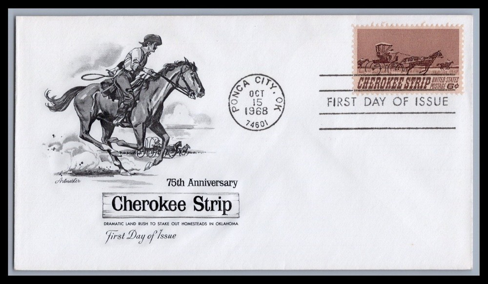 US FDC # 1360 6c Cherokee Strip  Artmaster  1968, 9e449