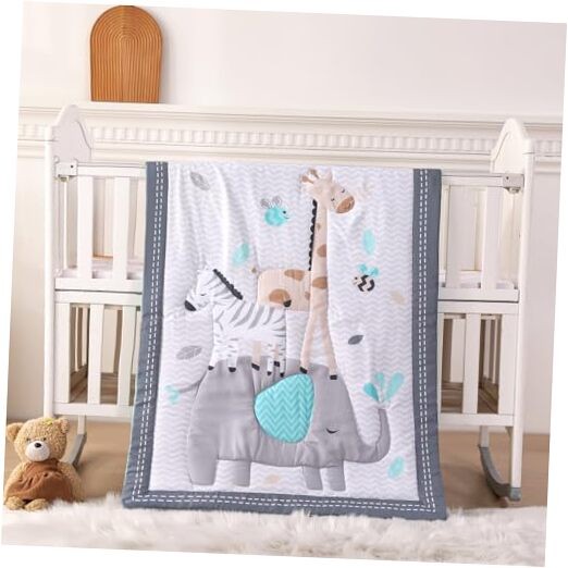 ding Set Boy, 3 Piece Baby Bedding Set Nursery Bedding Set Mini Crib Bed Grey
