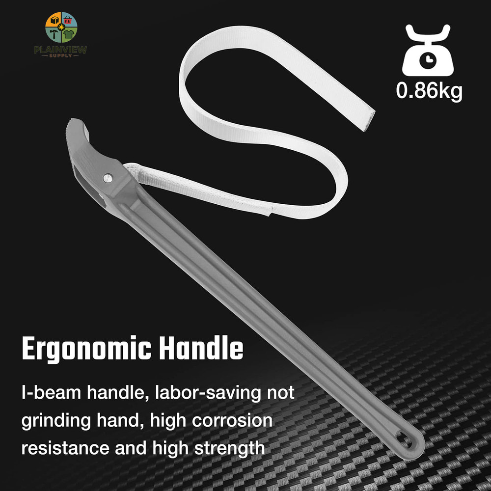 Strap Wrench 18" Handle, Adjustable Nylon Strap Pipe Wrenches, Oil Filter Strap