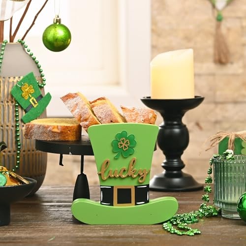 St Patrick's Day Decorations for Table, Wooden St Patrick's Day Hat Medium