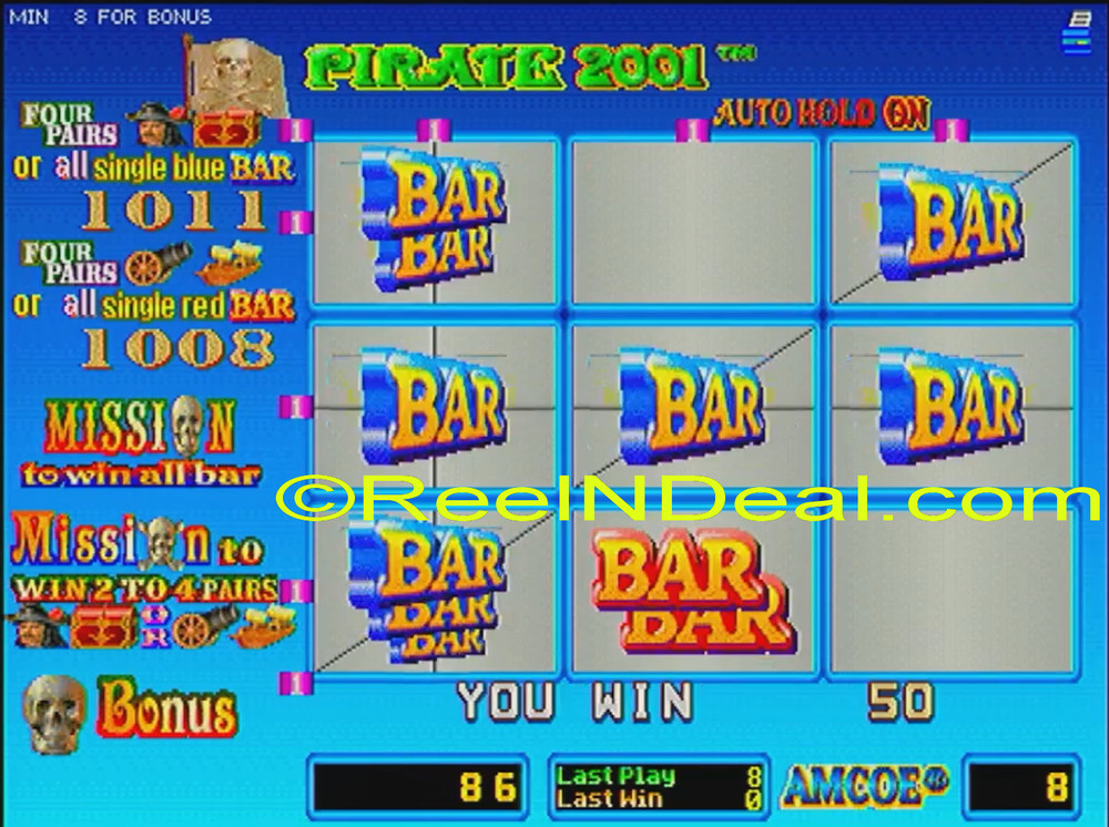 Amcoe Pirate 2001 Cherry Master 8-Liner Slot Machine Optional Skill Spin & Hold