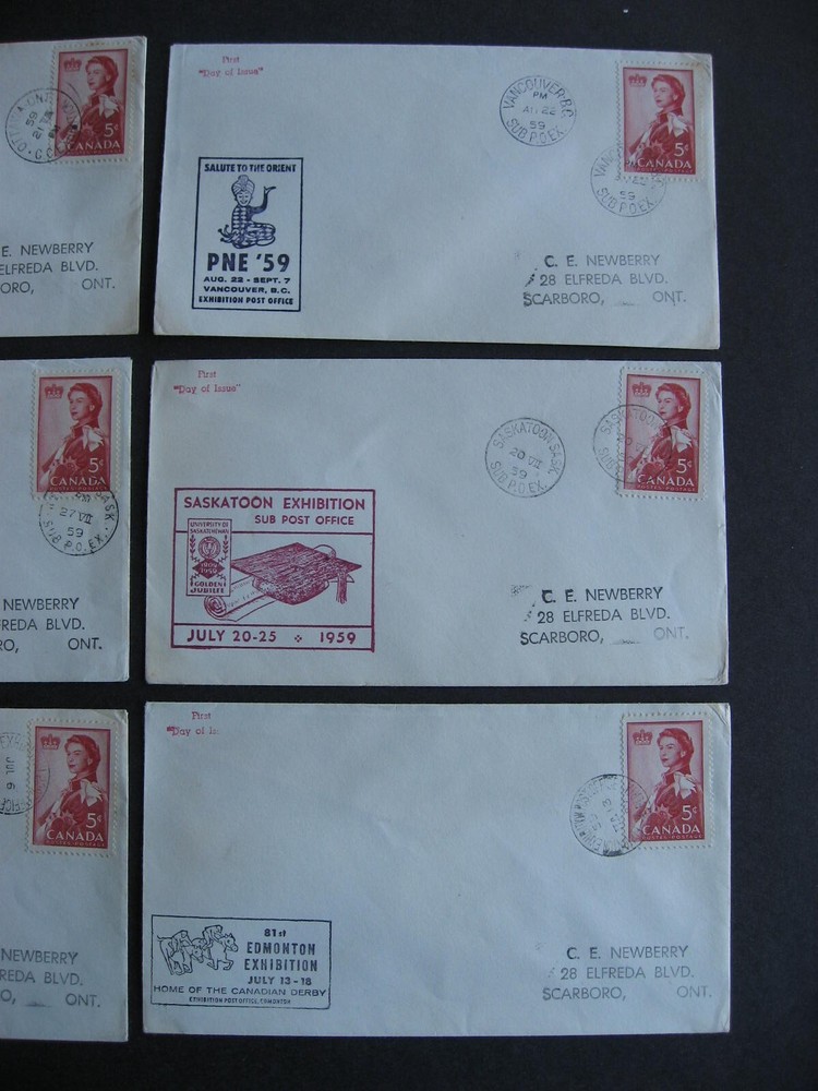 Canada exhibition covers 6 different from 1959 some toned