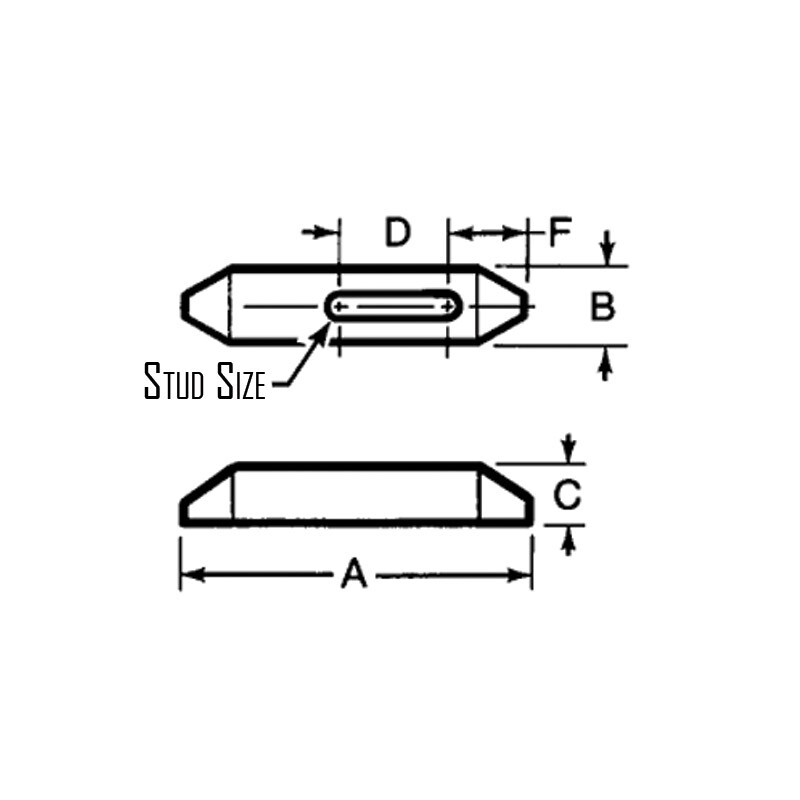 TE-CO 30405 - 1/2" Stud x 4" Long Plain Clamp - 2 pieces