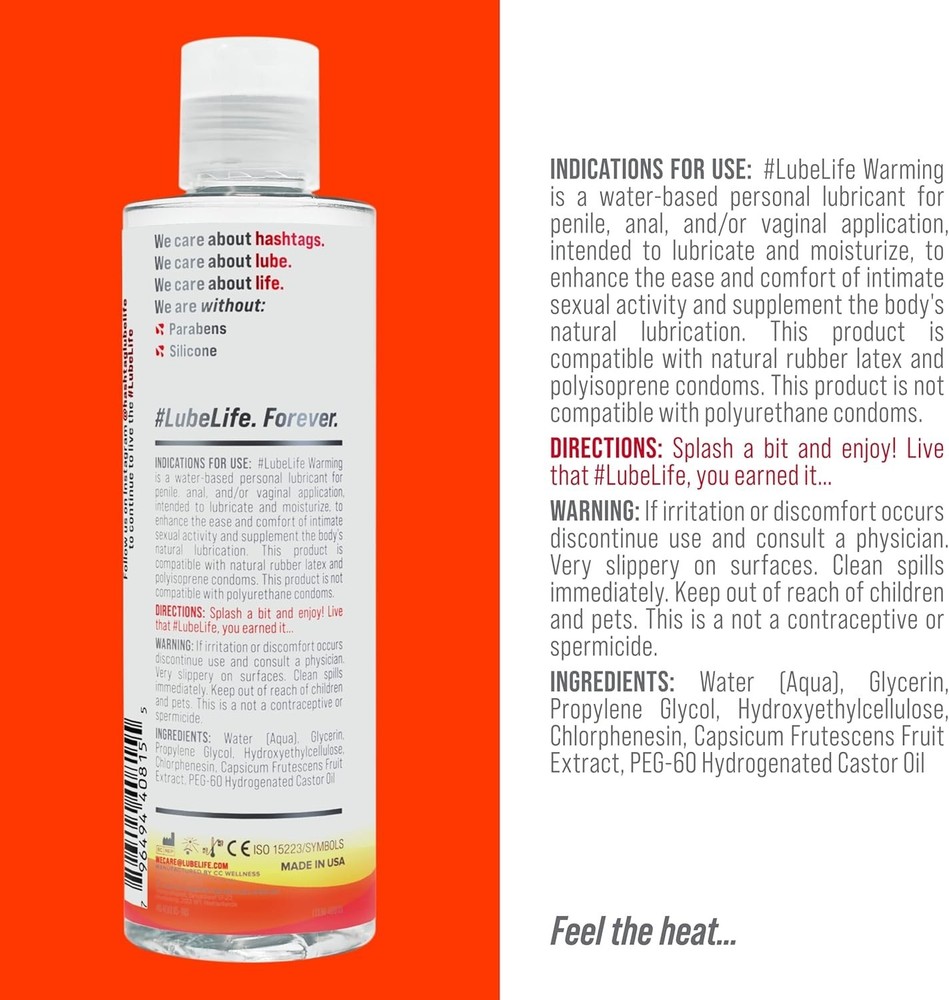 Water-Based Warming Lubricant, Warm Invigorating Heating Sensation, Lube for ...