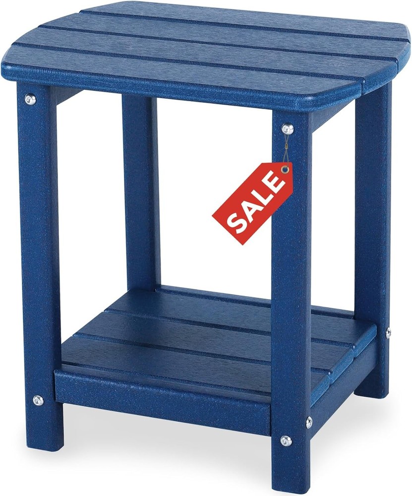 Square Outdoor Side Table,2-Tier Storage Patio Side Table End Tablesfor Backyard