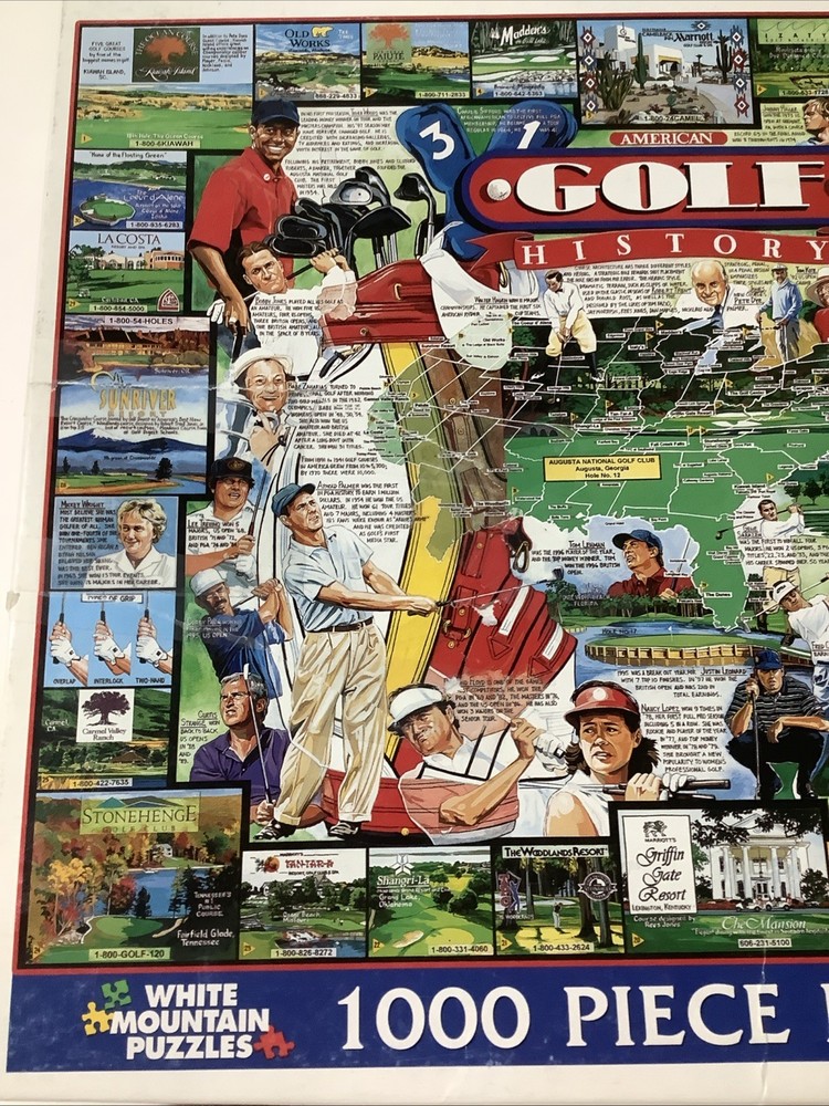 White Mountain Puzzle 1000 Piece Extra Large Pieces Golf History *Read