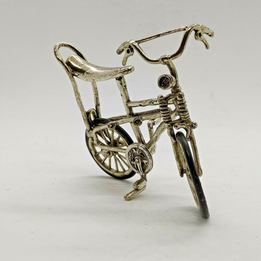 MINIATURE BICYCLE HIGH LEVEL SEAT HANDMADE SILVER MINIATURE STATUE