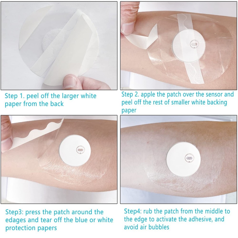 20 Pack Freestyle Libre 3 Sensor Covers, Waterproof & Transparent Adhesive Pa...