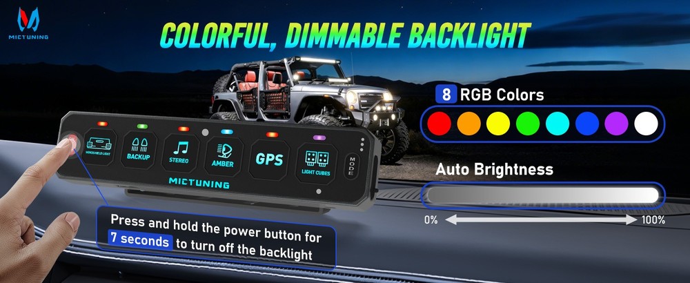 MICTUNING MS600 Wireless 6 Gang LED Touch Switch Panel Slim Circuit Relay System