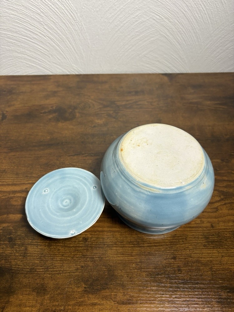 Handmade Painted Blue Sugar Bowl Kitchen Tea Time