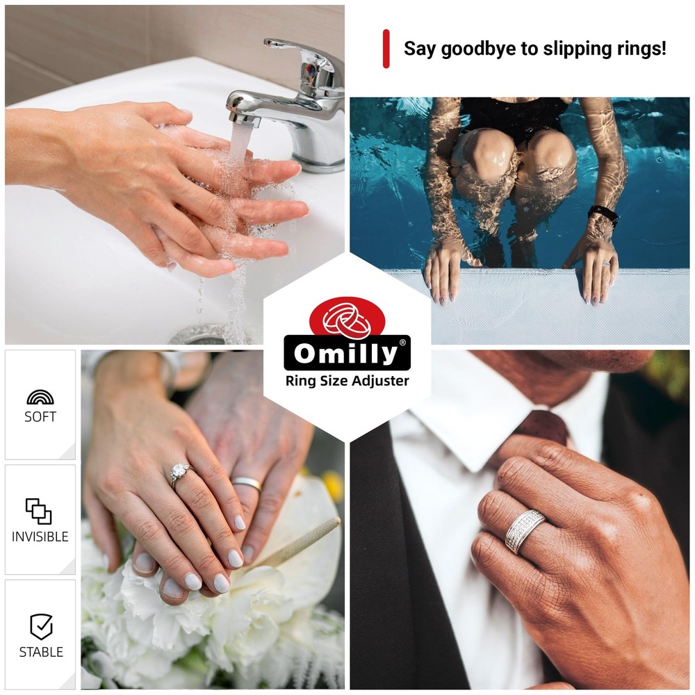 Omilly Ring Sizer Adjuster for Loose Rings - 12 Sizes, 2 Styles (Ring...