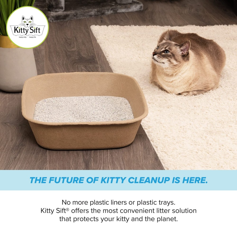 Kitty Sift Disposable Cat Litter Box Large, 6 Count, Durable Portable for Tra...
