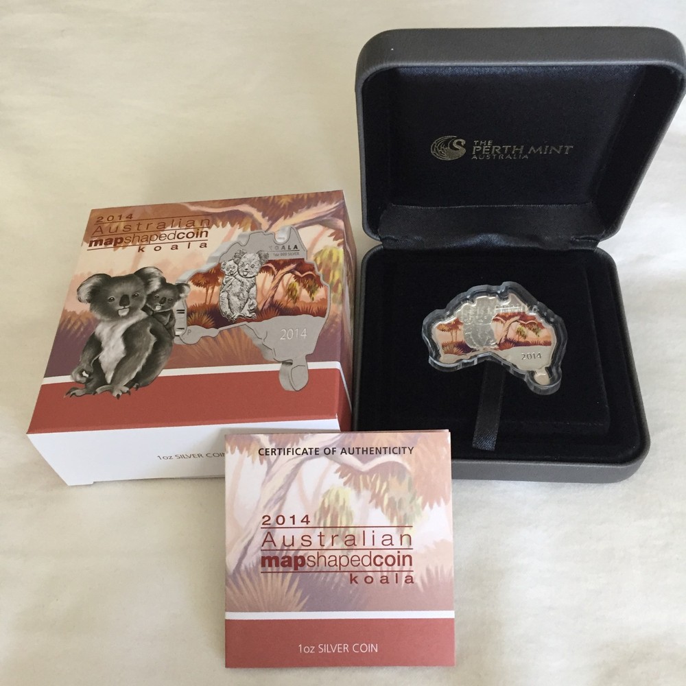 Australian Map Shaped Coin Series – Koala 2014 1oz Silver Coin