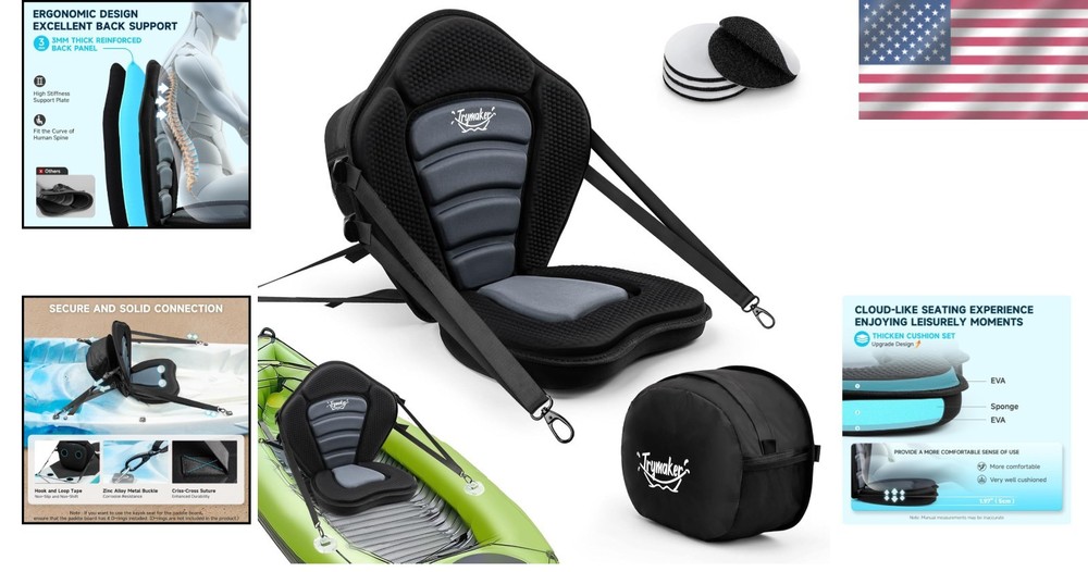 Durable Inflatable Paddleboard Seat, Hook and Loop