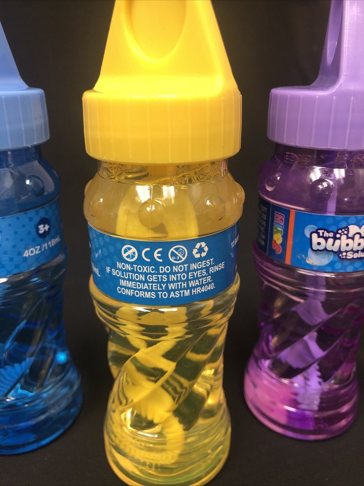 Bubbles Solution 3 - 4oz Bottles, Assorted Colors