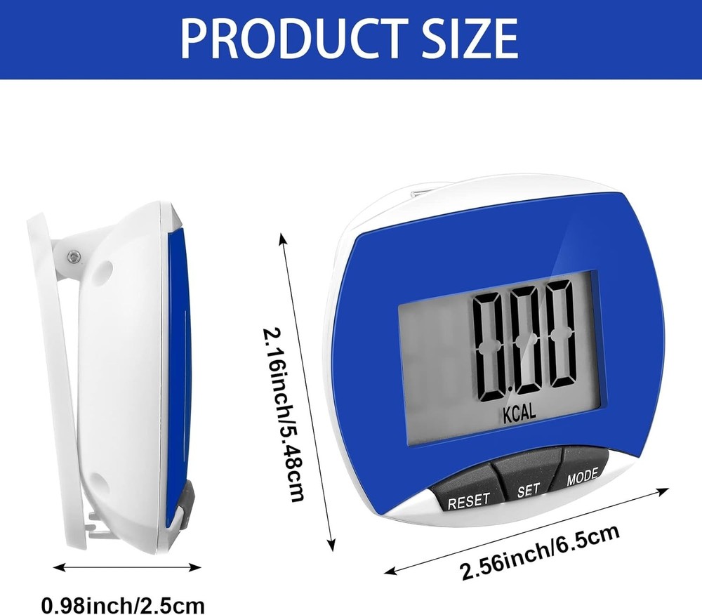 User-Friendly Pedometer for Steps, Distance & Calories - 32 Count Blue Set
