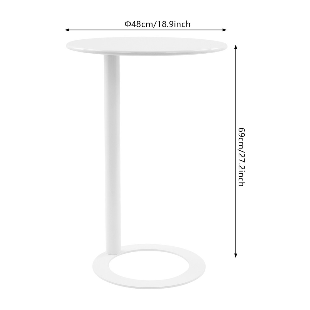 48 x 69 cm Round Side Table with O-shaped Base, Side Table for Small Spaces