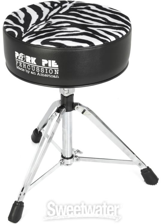 Pork Pie Percussion Round Drum Throne - Black with Zebra Print