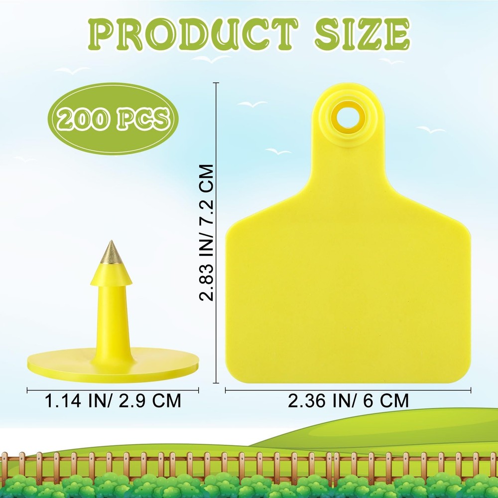200 Pcs Blank Cattle Ear Tags Large Plastic Precision Animal Identification B...