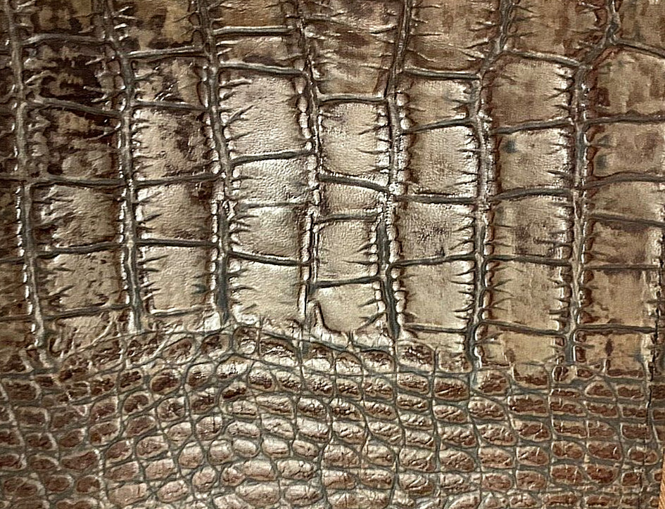 CHOCOLATE REALISTIC CROCODILE EMBOSSED COWHIDE LEATHER CHECKBOOK COVER FR SHIP