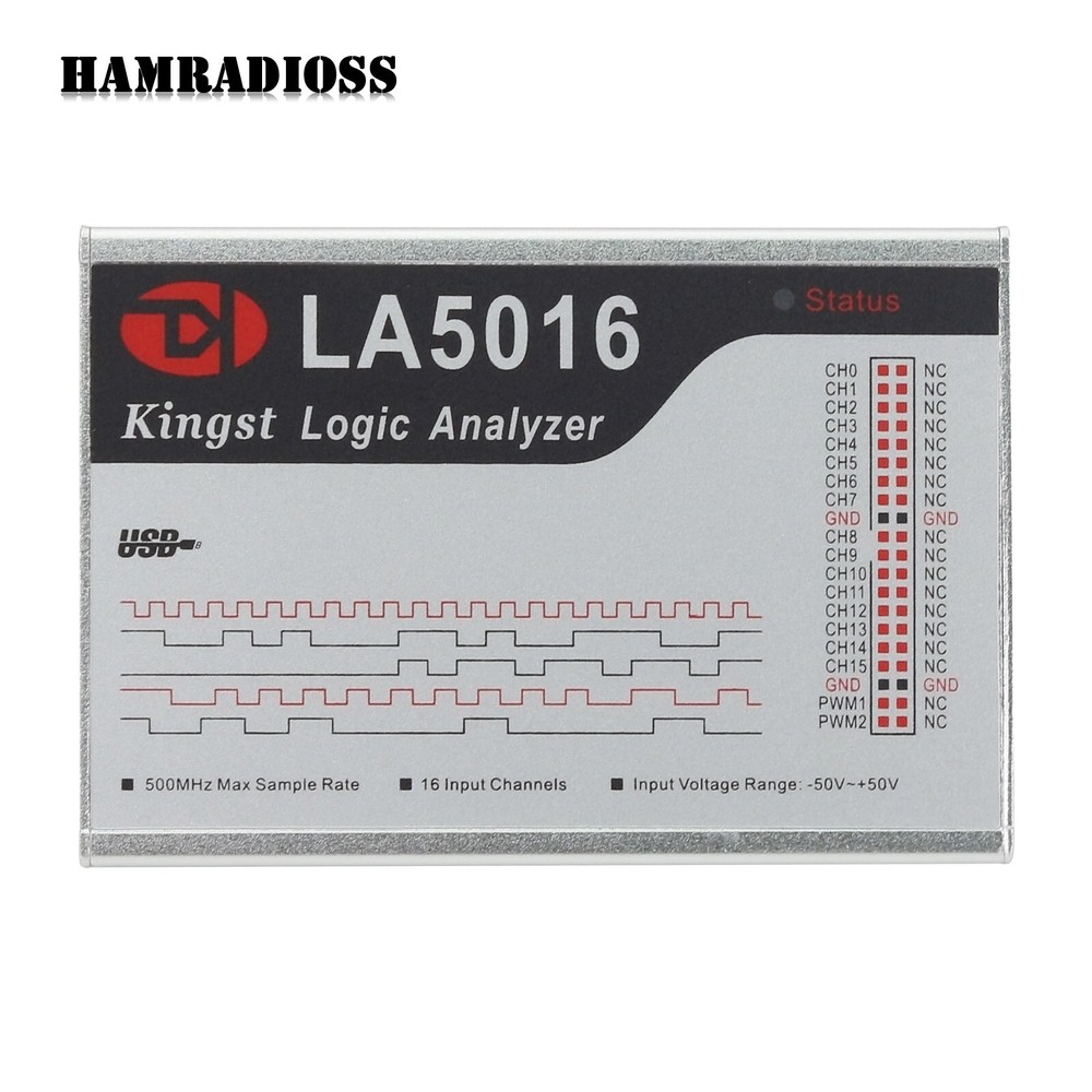 LA5016 USB Logic Analyzer 16 Channels 500M 10G Depth Adjustable PWM Output