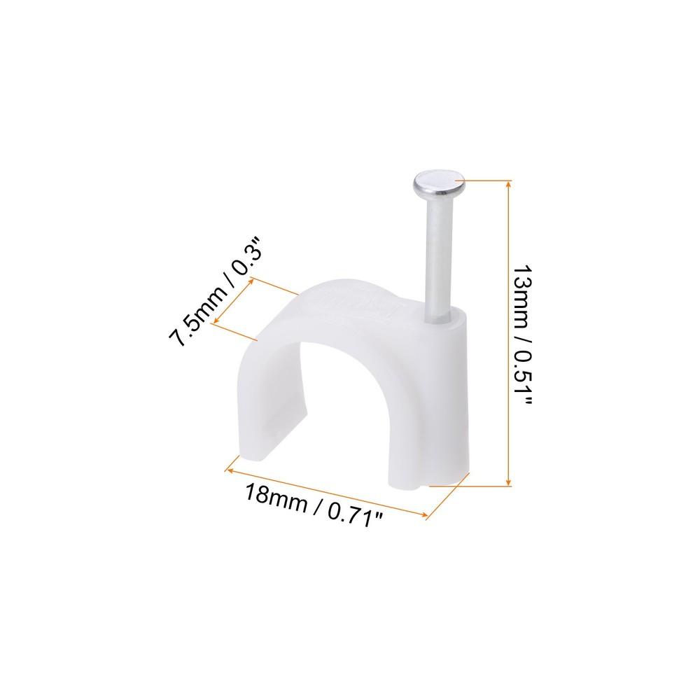 PE Cable Clip Nail Space Saving Clamp 12mm/White/100 Pcs