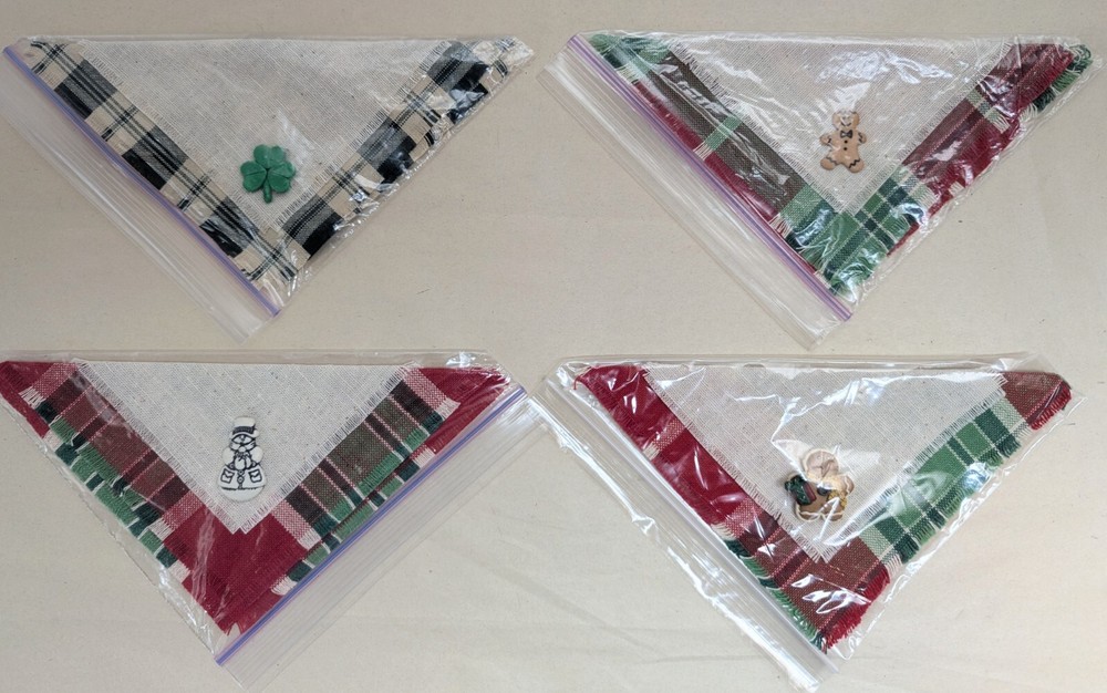 Basket Liners Holiday Patterns Quantity 4 Shamrock Snowman Gingerbread Men