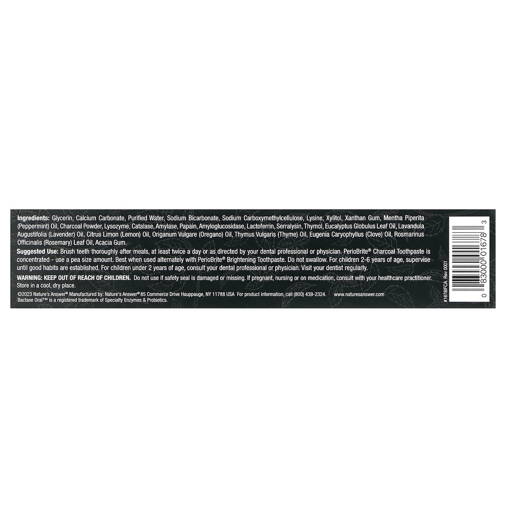 PerioBrite Charcoal Toothpaste, Peppermint, 4 oz (113.4 g)