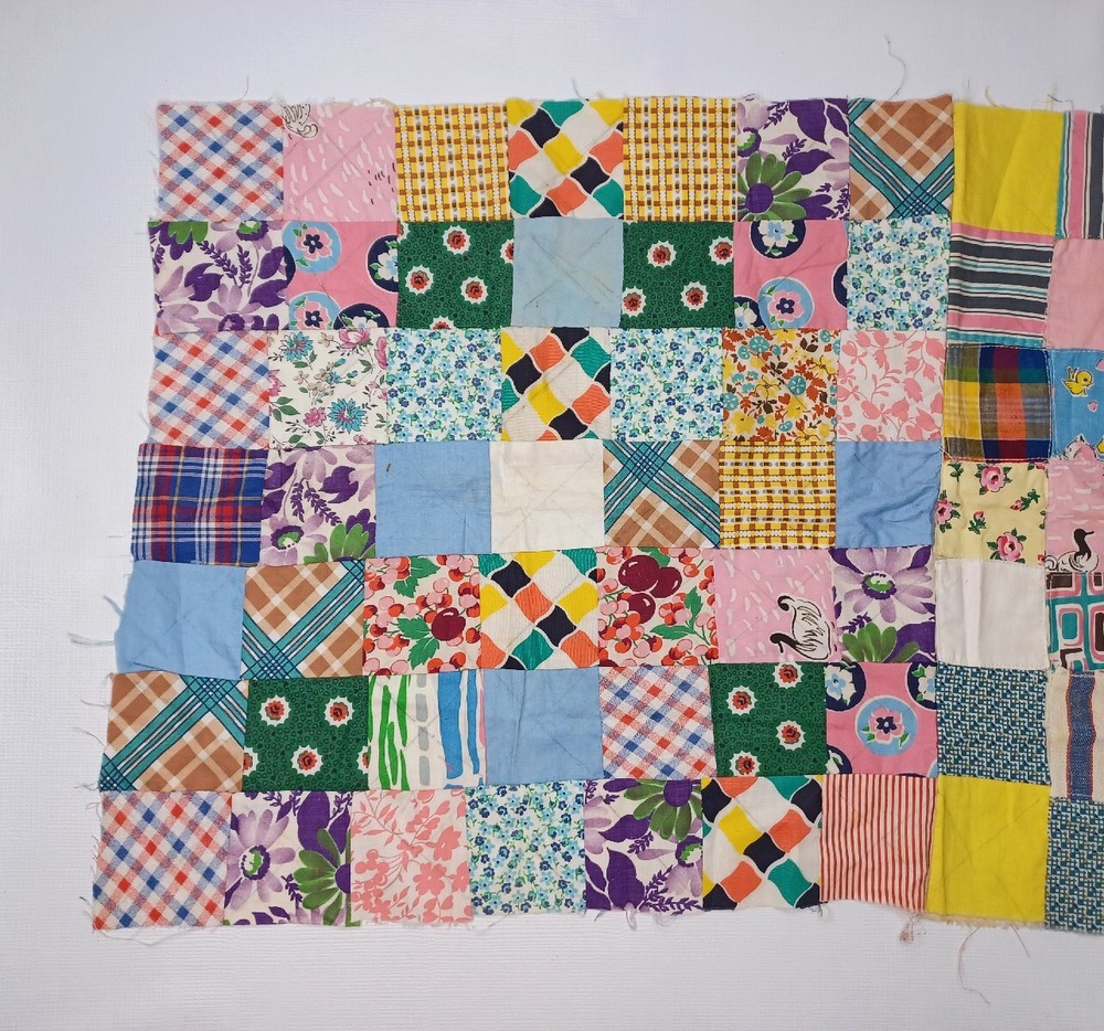 16" X 33" Patchwork Quilt Pillow Vintage Work In Progress
