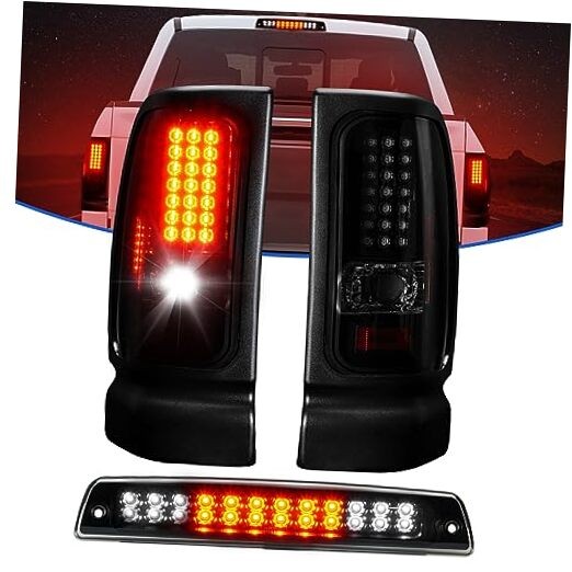 LED Tail Light + 3rd Brake Light Kit for Dodge Ram 1500 1994-2001, for Dodge