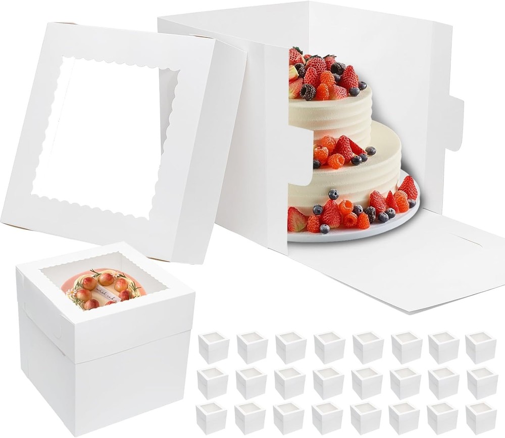 Tall Cake Boxes 10x10x10 Bakery Boxes for Tier Cakes with Window