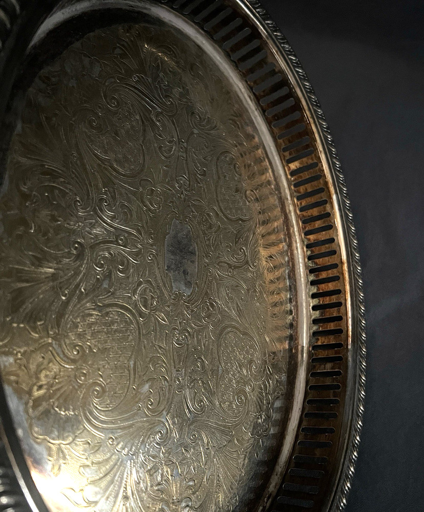 Eales 1779 Silverplate Serving Tray Dish with Floral Pattern