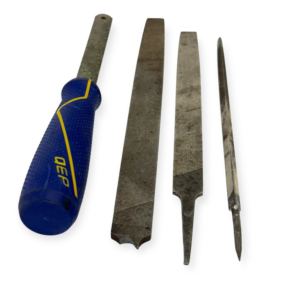 4 Pcs Nicholson, Qep and Assorted Triangular, Flat File Set, Made in USA