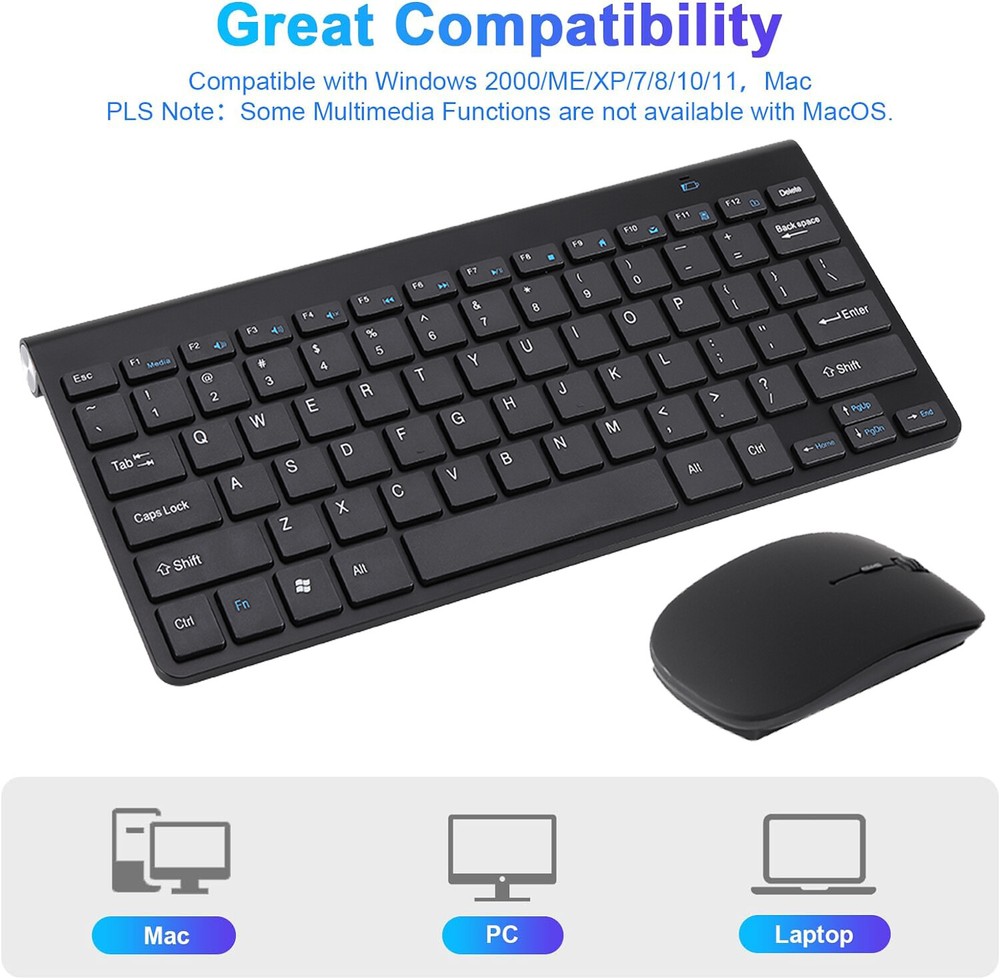 Wireless Keyboard And Mouse Combo Set USB Mini 2.4Ghz For Mac Apple PC Computer