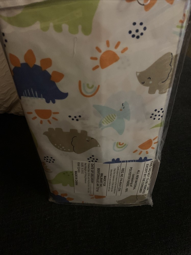 Parents Choice 3 Piece Nursery Set Dinosaur Comforter Fitted Sheet Dust Ruffle