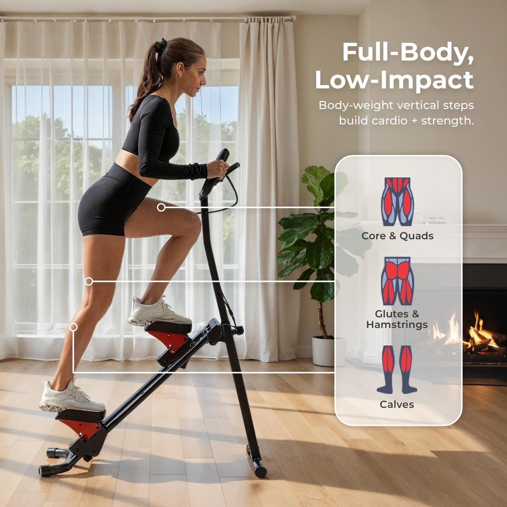Smart Stair Stepper Climber Exercise Machine with Resistance Cords Vertical Step