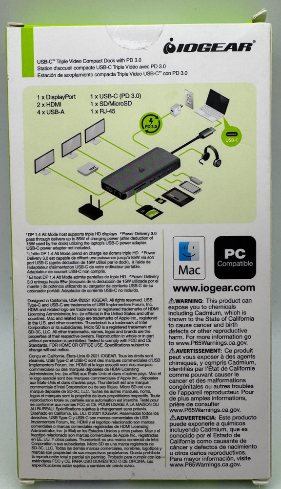 IOGear USB-C Dock Triple Video Compact Dock