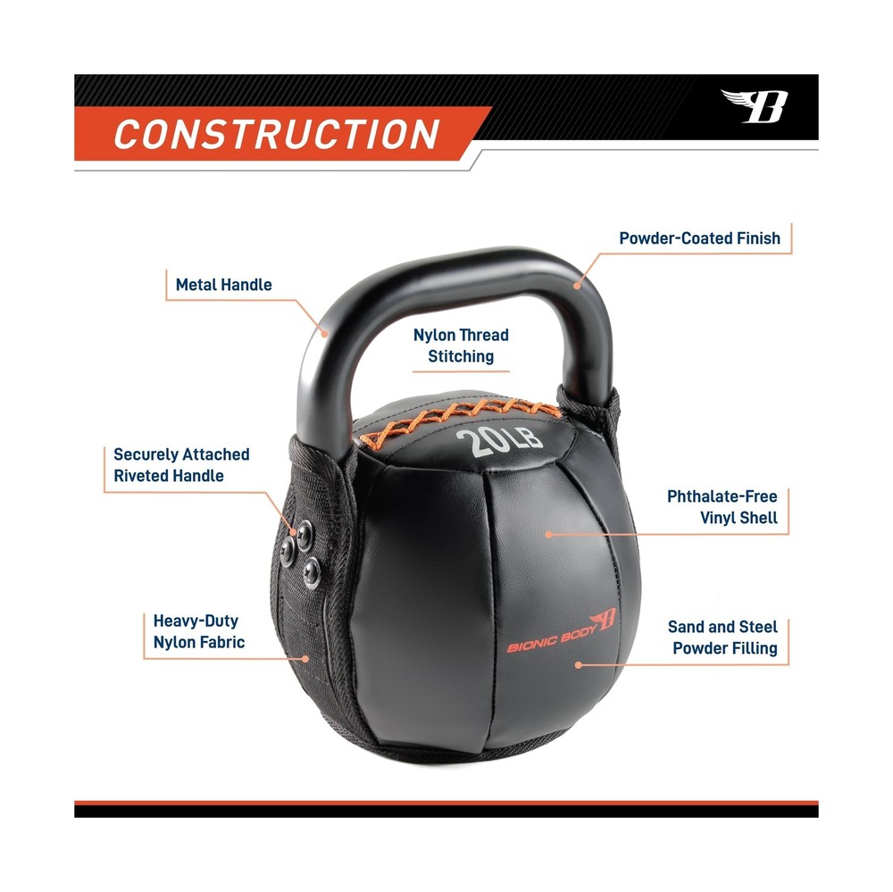 Soft Kettlebell with Handle for Weightlifting, Conditioning, Strength and cor...