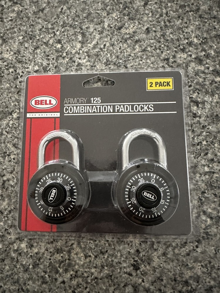 Bell Armory 125 Combination Padlocks, Black Combination - 2 Pack