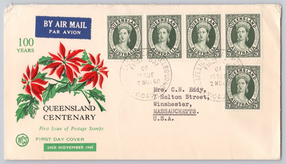 Queensland, Australia Centenary First Day Cover, Issue Stamps, 1960