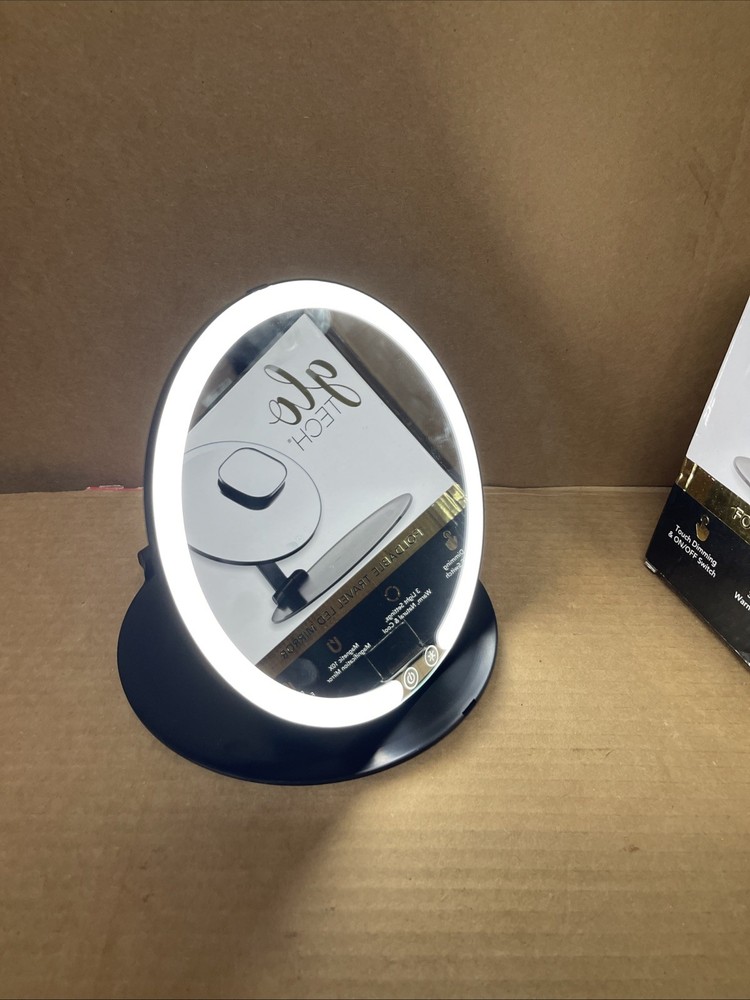 Glo Tech Foldable Travel LED Mirror Black USED GOOD CONDITION